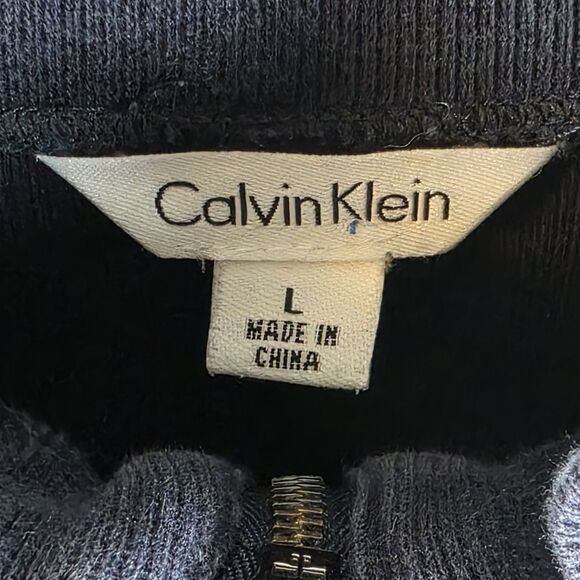 Calvin Klein Mens Large Black 1/4 Zip Pullover - Picture 3 of 6